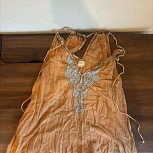 O'Neill Tan Top with Gray Embroidery